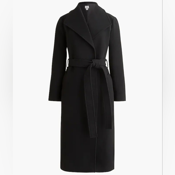 NWT J.Crew Women Black Belted Wool-Blend Coat Size 6 - Picture 1 of 6